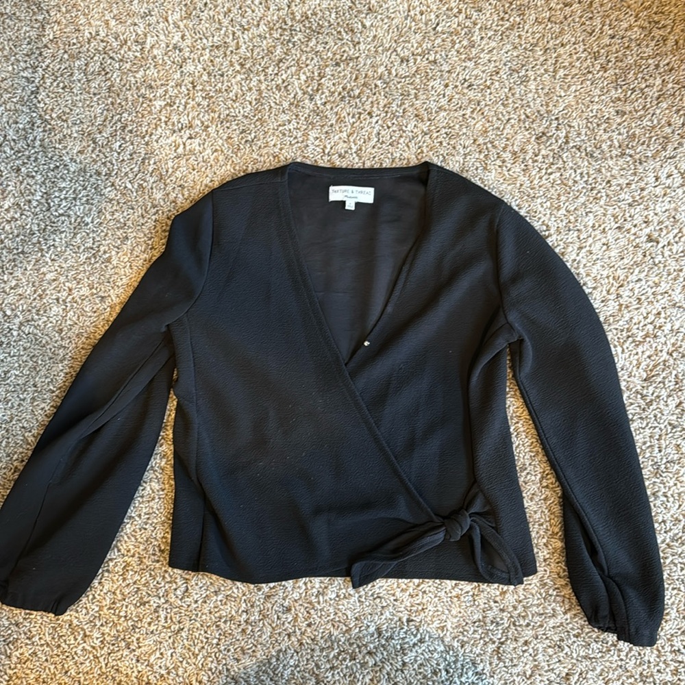 Madewell black wrap blouse, size small